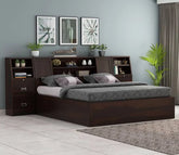 TAPE Wooden Street Harley Hydraulic Bed with Bedside (5 FEET FRAME - WOOD ) BLACKE /CHROME